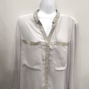 Helmut Lang silk blouse with leather trim?